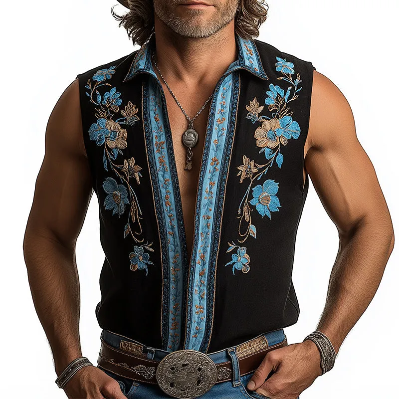 Men's Summer Western Style Printed Embroidered Blended Vest MTA2842D8P sold by Manly product image thumbnail 2