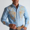 Men's Summer Western Style Simple Embroidery Blended Long Sleeve Shirt MTA2855D7P sold by Manly