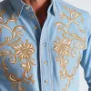 Men's Summer Western Style Simple Embroidery Blended Long Sleeve Shirt MTA2855D7P sold by Manly
