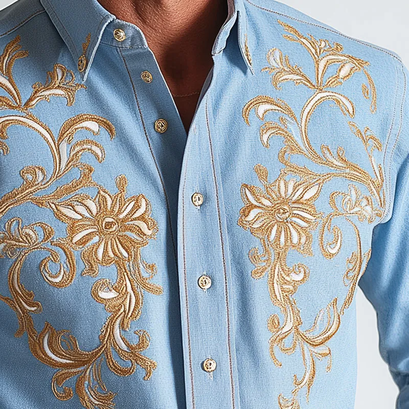 Men's Summer Western Style Simple Embroidery Blended Long Sleeve Shirt MTA2855D7P sold by Manly product image thumbnail 4