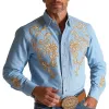 Men's Summer Western Style Simple Embroidery Blended Long Sleeve Shirt MTA2855D7P sold by Manly