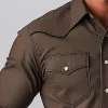 Men's Summer Western Style Simple Solid Color Blended Long Sleeve Shirt MTA2857D2P sold by Manly