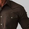 Men's Summer Western Style Simple Solid Color Blended Long Sleeve Shirt MTA2857D2P sold by Manly