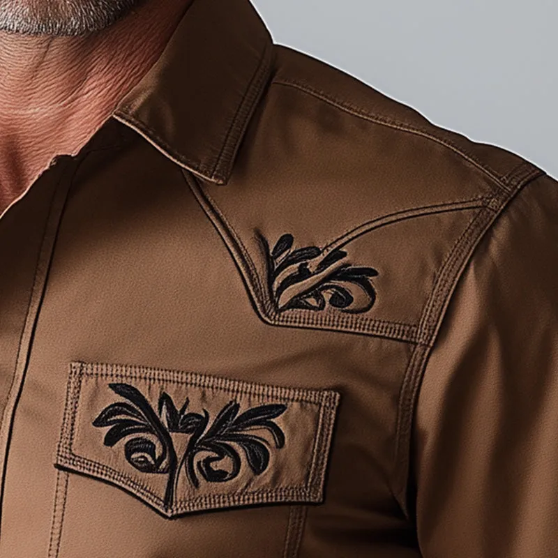 Men's Summer Western Cowboy Style Embroidered Short-Sleeved Shirt MTA2878D5P sold by Manly product image thumbnail 4