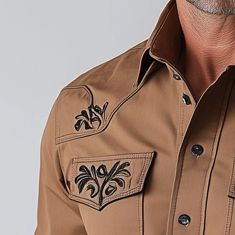 Men's Summer Western Cowboy Style Embroidered Short-Sleeved Shirt MTA2878D5P sold by Manly product image thumbnail 3