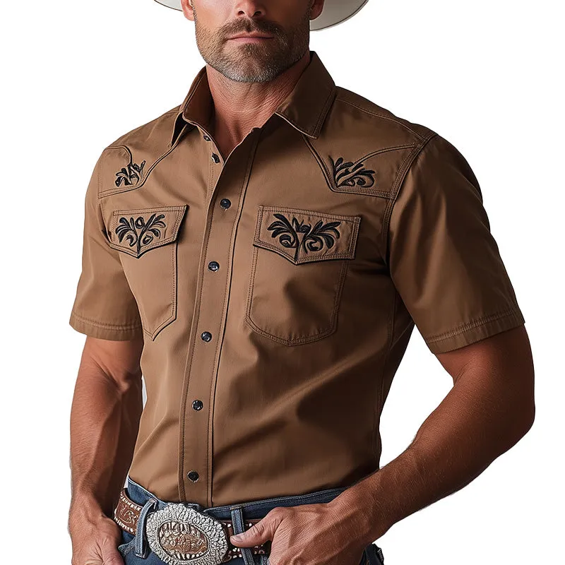 Men's Summer Western Cowboy Style Embroidered Short-Sleeved Shirt MTA2878D5P sold by Manly
