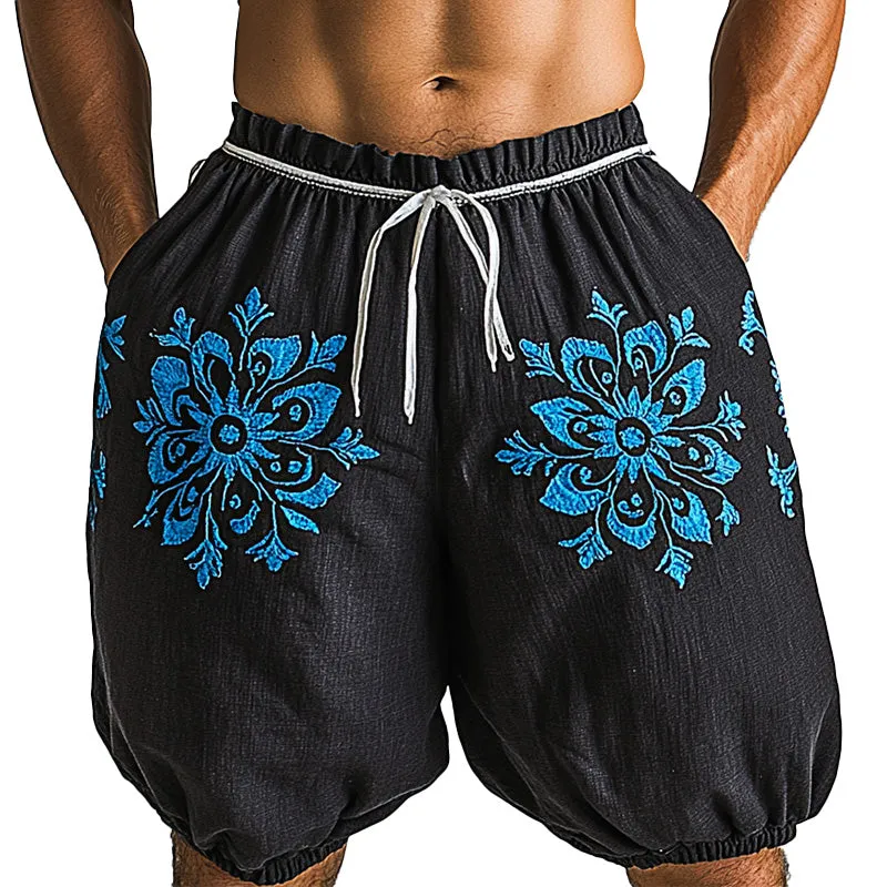 Men's Summer Cowboy Embroidered Light Linen Shorts MTA2890D2P sold by Manly