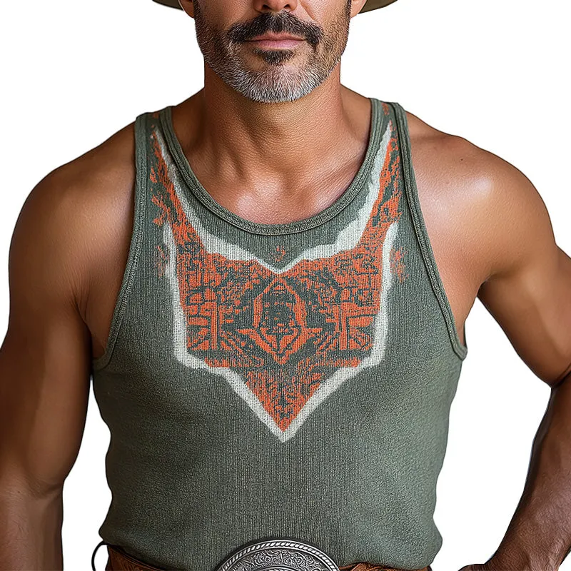 Men's Summer Western Cowboy Style Knitted Jacquard Tank Top MTA2876D6P sold by Manly