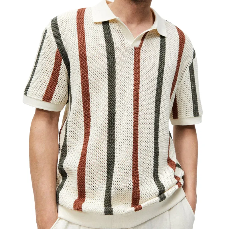 Men's Casual Striped Pullover Knitted Short Sleeve POLO Shirt MTA2789D1X sold by Manly