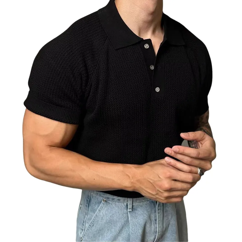Men's Solid Color Casual Knitted Short Sleeve POLO Shirt MTA2766D1X sold by Manly product image thumbnail 4