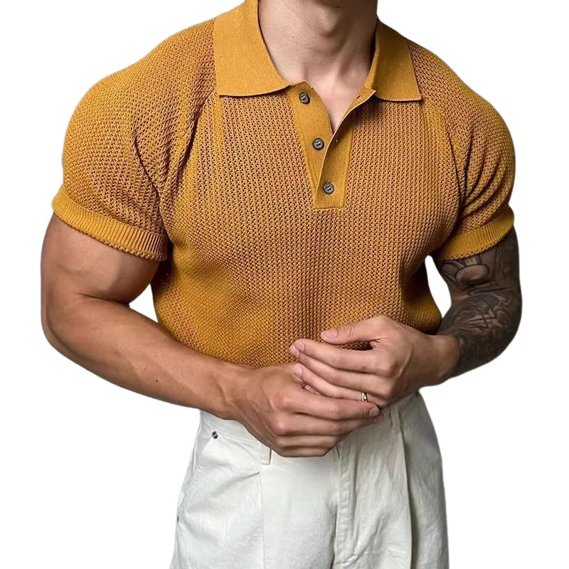 Men's Solid Color Casual Knitted Short Sleeve POLO Shirt MTA2766D1X sold by Manly product image thumbnail 2