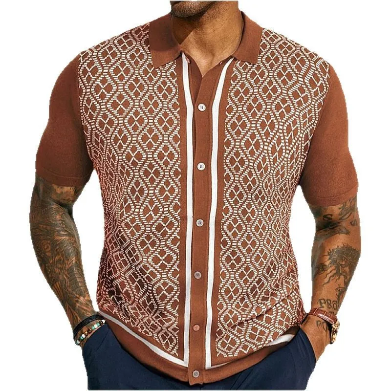Men's jacquard knitted short-sleeved POLO shirt MTA2744D2X sold by Manly product image thumbnail 2