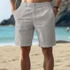 Men's Solid Color Cotton and Linen Beach Shorts MTA2733D0X sold by Manly