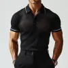Men's Retro Casual Mesh Solid Color Short Sleeve Polo Shirt MTA2795D2TO sold by Manly