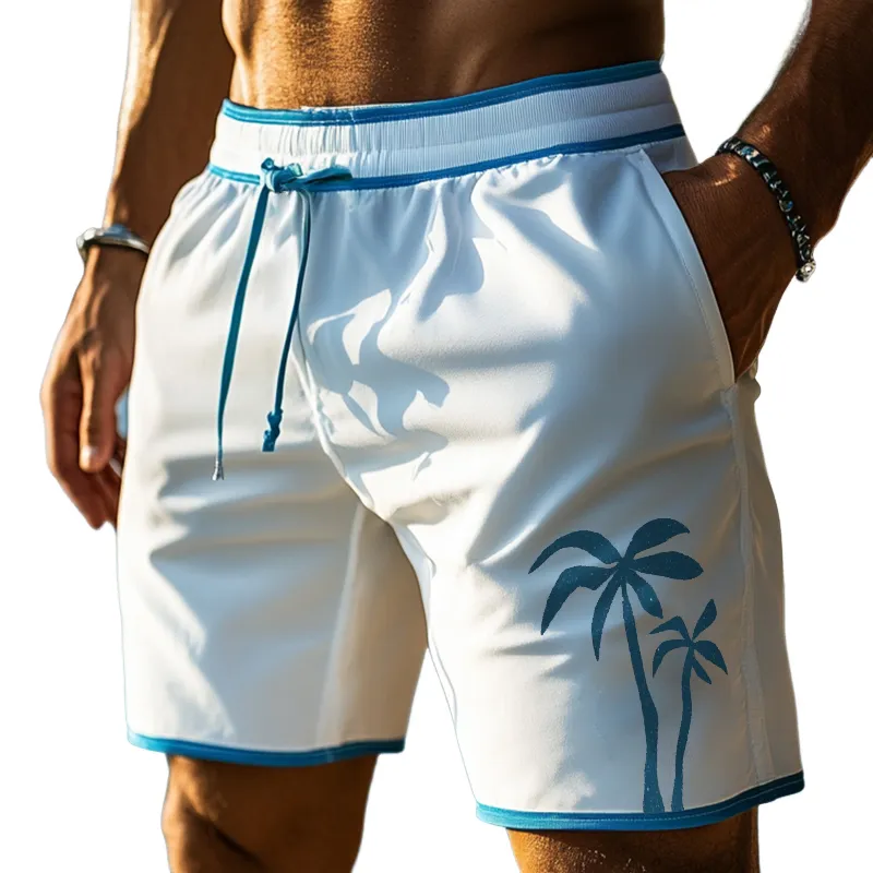 Men's Retro Casual Hawaiian Coconut Tree Print Beach Shorts MTA2555D6TO sold by Manly