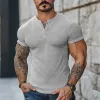 Men's Vintage Casual Henley Neck Short Sleeve T-Shirt MTA2566D1TO sold by Manly