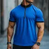 Men's Retro Casual Cotton Colorblock Zipper Stand Collar Short Sleeve T-shirt MTA2568D0TO sold by Manly