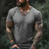 【24-hour shipping out】Men's Retro Casual Shabby Printed V-Neck Short Sleeve T-Shirt MTA2555D1TO sold by Manly