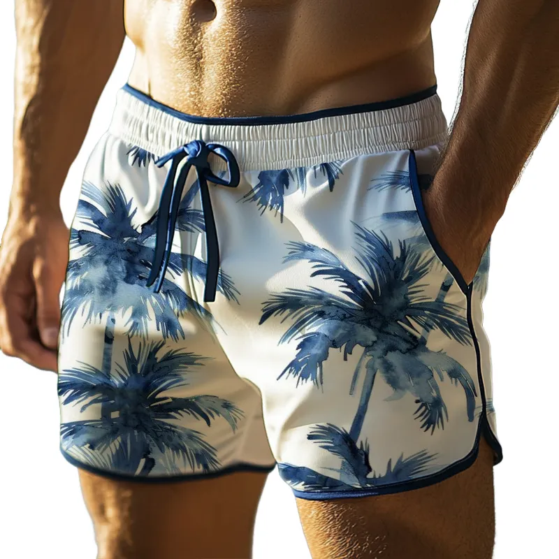 Men's Retro Casual Hawaiian Coconut Tree Print Beach Shorts MTA2551D6TO sold by Manly