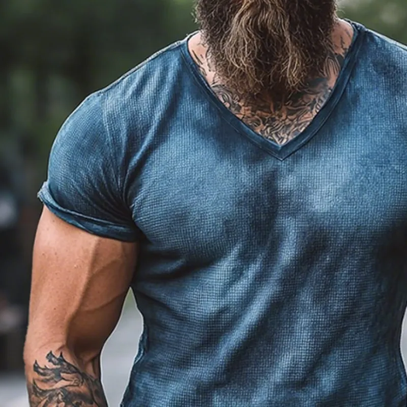 Men's Retro Casual Gradient Printed Round Neck Short Sleeve T-Shirt MTA2587D2TO sold by Manly product image thumbnail 3