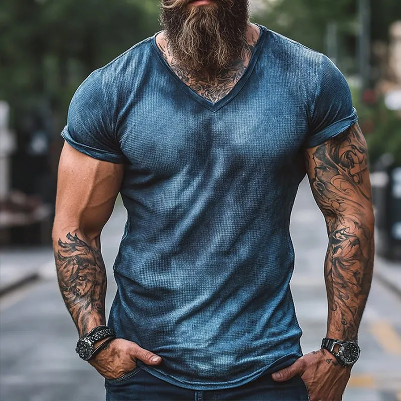 Men's Retro Casual Gradient Printed Round Neck Short Sleeve T-Shirt MTA2587D2TO sold by Manly product image thumbnail 2