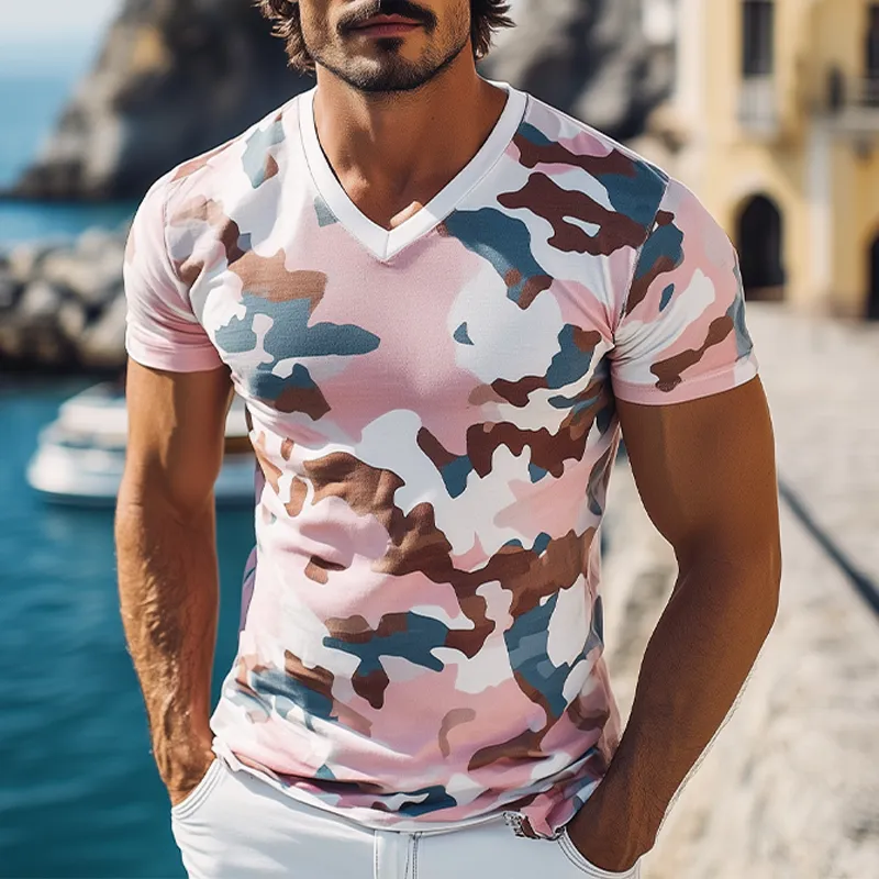 Men's Summer Fashion Casual Cotton Blended Camouflage Print Slim Fit Short Sleeve T-Shirt MTA2750D3K sold by Manly product image thumbnail 2