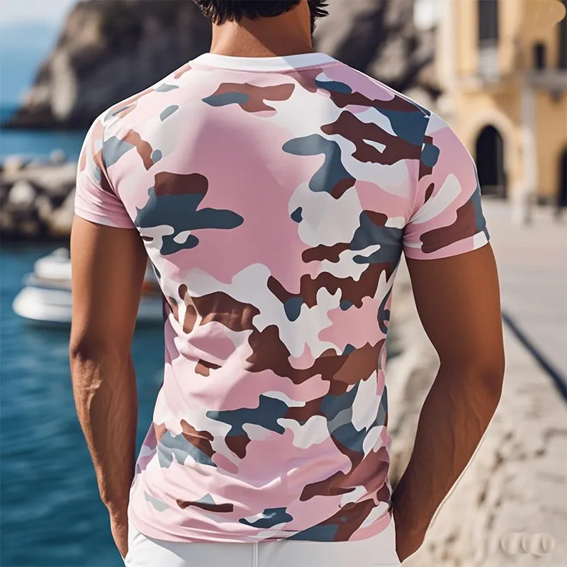Men's Summer Fashion Casual Cotton Blended Camouflage Print Slim Fit Short Sleeve T-Shirt MTA2750D3K sold by Manly product image thumbnail 3