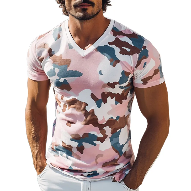 Men's Summer Fashion Casual Cotton Blended Camouflage Print Slim Fit Short Sleeve T-Shirt MTA2750D3K sold by Manly
