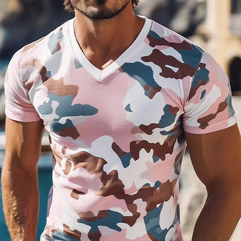 Men's Summer Fashion Casual Cotton Blended Camouflage Print Slim Fit Short Sleeve T-Shirt MTA2750D3K sold by Manly product image thumbnail 5