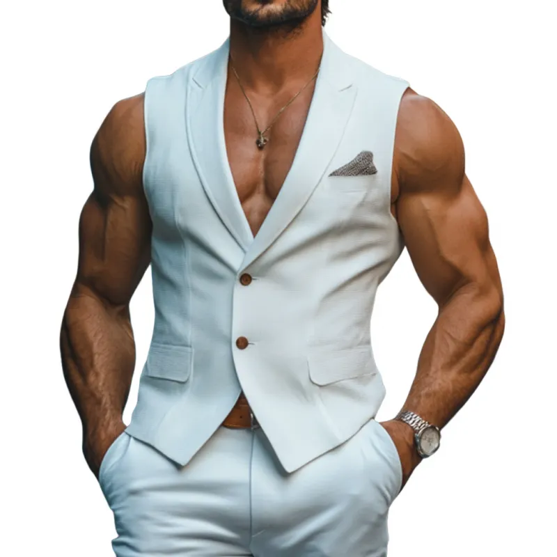 Men's Vintage Peaked Lapel Single Breasted Waffle Slim Suit Vest MTA2728D0M sold by Manly
