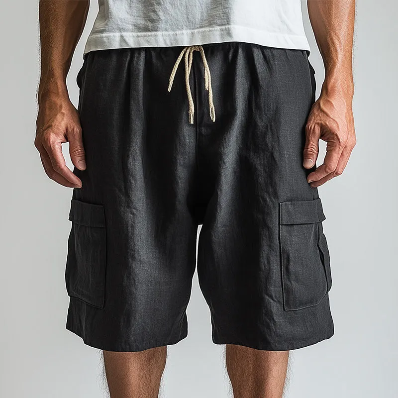 Men's Summer Fashion Solid Color Linen Blended Breathable Shorts MTA2722D9P sold by Manly product image thumbnail 2