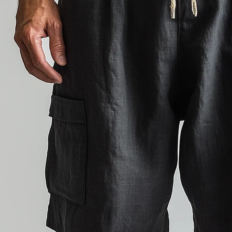 Men's Summer Fashion Solid Color Linen Blended Breathable Shorts MTA2722D9P sold by Manly product image thumbnail 3