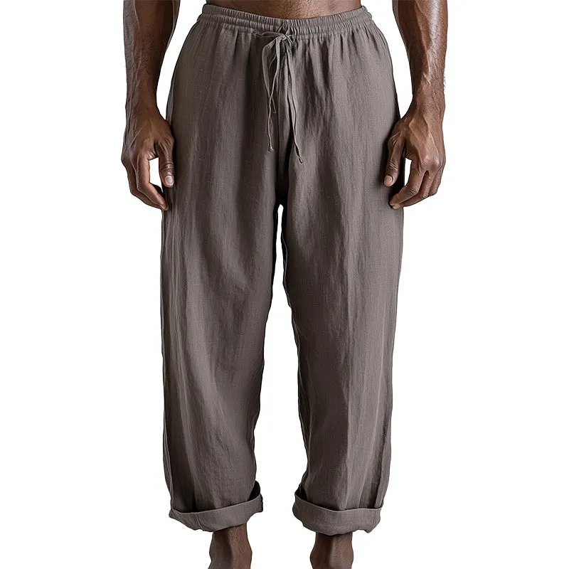 Men's Summer Fashion Solid Color Linen Blended Breathable Trousers MTA2702D1P sold by Manly