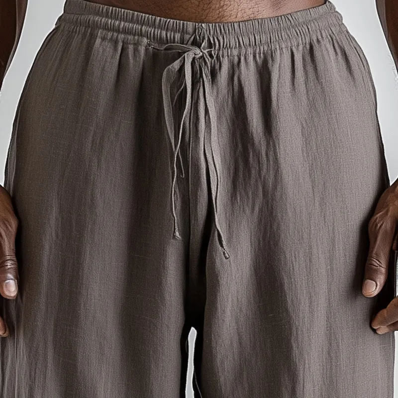 Men's Summer Fashion Solid Color Linen Blended Breathable Trousers MTA2702D1P sold by Manly product image thumbnail 3