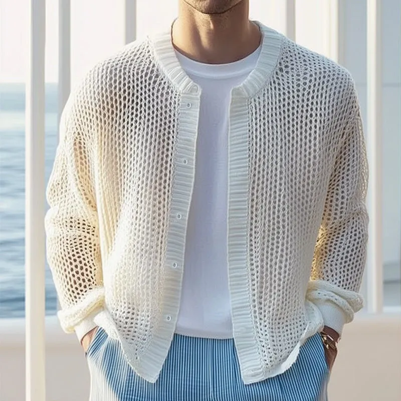 Men's Comfortable Breathable Mesh Knitted Cardigan MTA2723D3U sold by Manly product image thumbnail 2