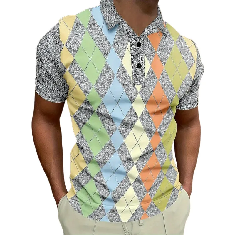 Men's Summer Classic Diamond Print Polo Shirt MTA2714D5U sold by Manly