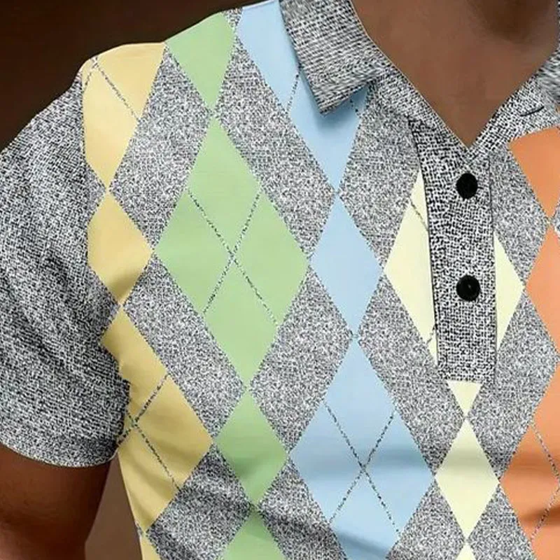 Men's Summer Classic Diamond Print Polo Shirt MTA2714D5U sold by Manly product image thumbnail 3