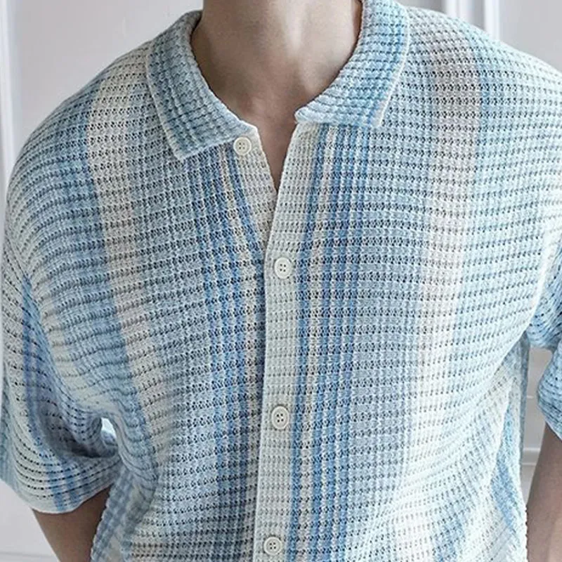 Men's Summer Classic Colorblock Knitted Short Sleeve Shirt MTA2710D7U sold by Manly product image thumbnail 3