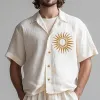 Men's Summer Comfortable Breathable Embroidered Linen Short Sleeve Shirt MTA2786D4P sold by Manly