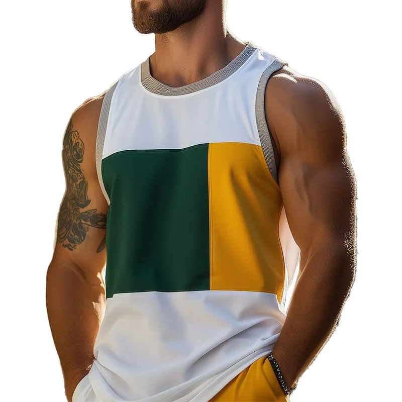 Men's Summer Fashion Contrast Print Blended Tank Top MTA2719D3P sold by Manly