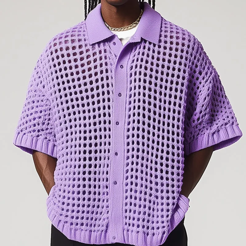 Men's Summer Fashion Hollow Knitted Breathable Comfortable Cardigan MTA2506D8P sold by Manly product image thumbnail 2