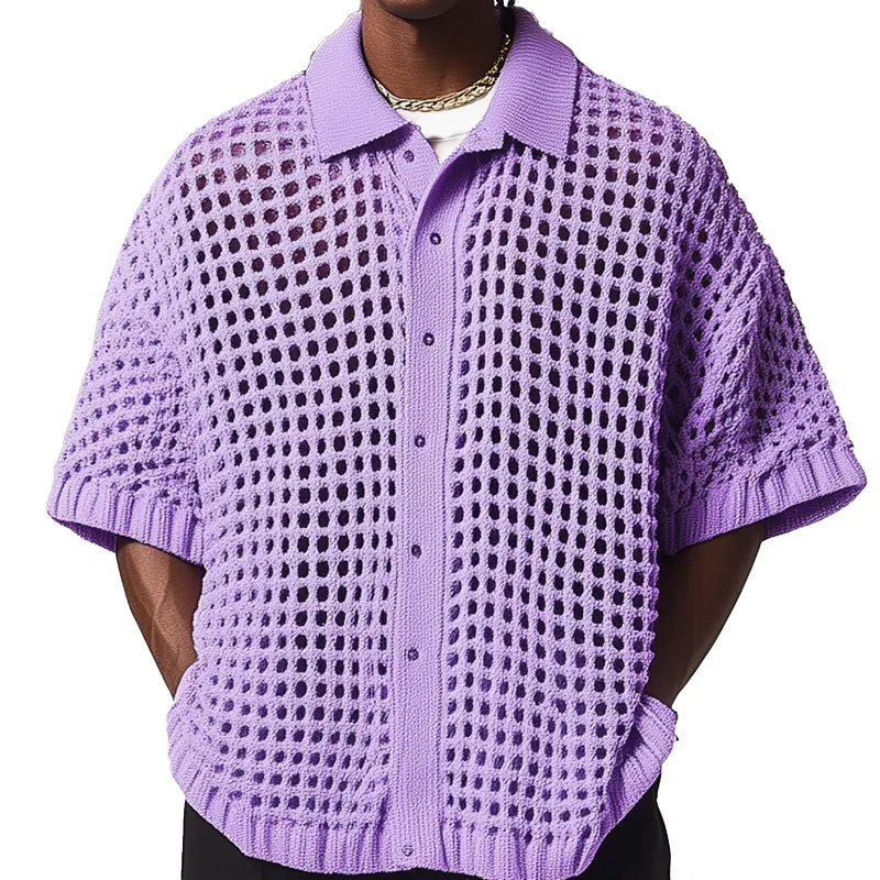 Men's Summer Fashion Hollow Knitted Breathable Comfortable Cardigan MTA2506D8P sold by Manly