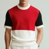 Men's Summer Contrast Color Thin Knitted Breathable Short-Sleeved T-Shirt MTA2562D0P sold by Manly