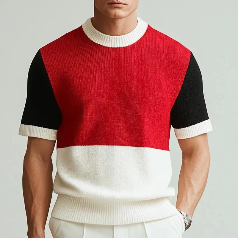 Men's Summer Contrast Color Thin Knitted Breathable Short-Sleeved T-Shirt MTA2562D0P sold by Manly product image thumbnail 2