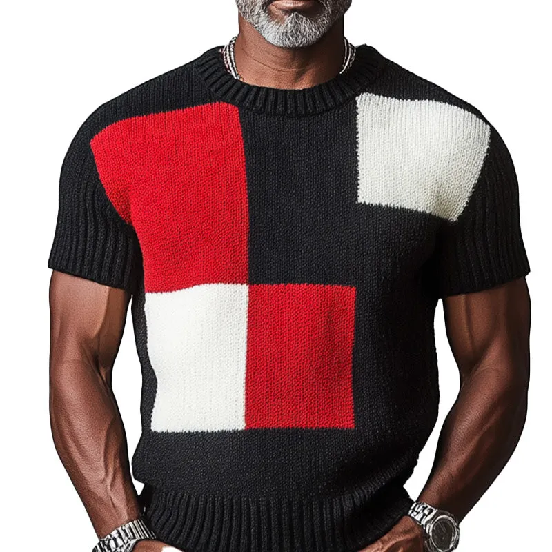 Men's summer contrast color thin knitted breathable short-sleeved T-shirt MTA2512D8P sold by Manly