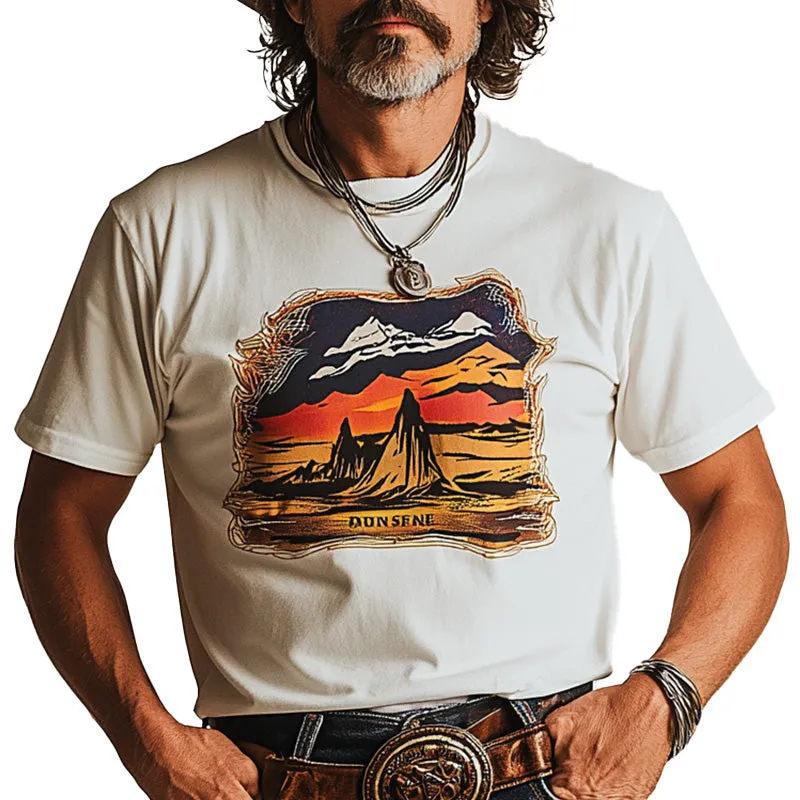 Men's Summer Western Cowboy Style Printed Cotton Blended Short Sleeve T-Shirt MTA2969D8P sold by Manly