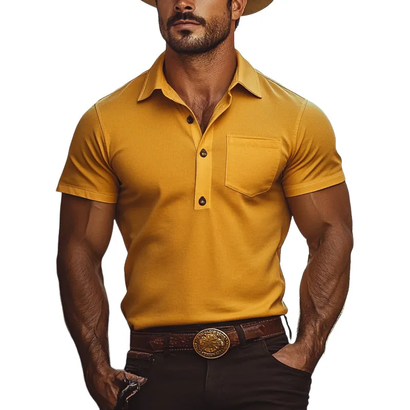 Men's Solid Color Casual Slim Short Sleeve POLO Shirt MTA2976D9X sold by Manly
