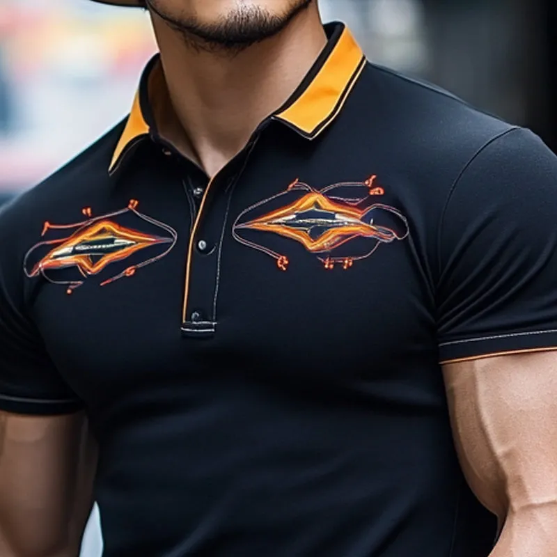 Men's Western Style Printed Short Sleeve Polo Shirt MTA2927D6X sold by Manly product image thumbnail 3