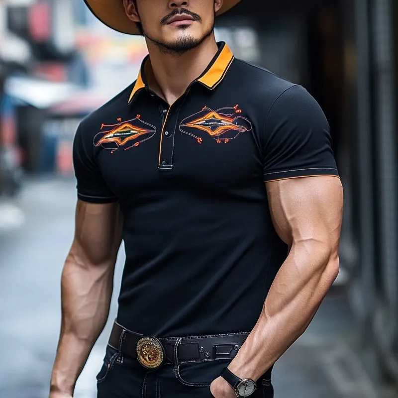 Men's Western Style Printed Short Sleeve Polo Shirt MTA2927D6X sold by Manly product image thumbnail 2