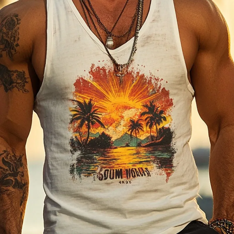 Men's Hawaiian Vacation Print Crew Neck Tank Top MTA2923D5X sold by Manly product image thumbnail 3